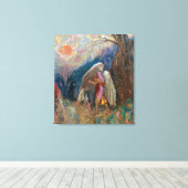 Jacob en de engel | Odilon Redon | Canvas Afdruk (Insitu (Houten vloer))