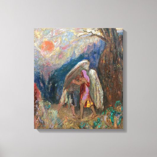 Jacob en de engel | Odilon Redon | Canvas Afdruk (Voorkant)