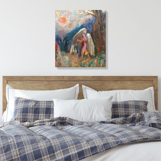 Jacob en de engel | Odilon Redon | Canvas Afdruk (Insitu (Slaapkamer))