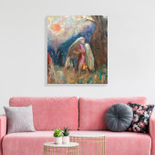 Jacob en de engel | Odilon Redon | Canvas Afdruk (Insitu (Woonkamer))