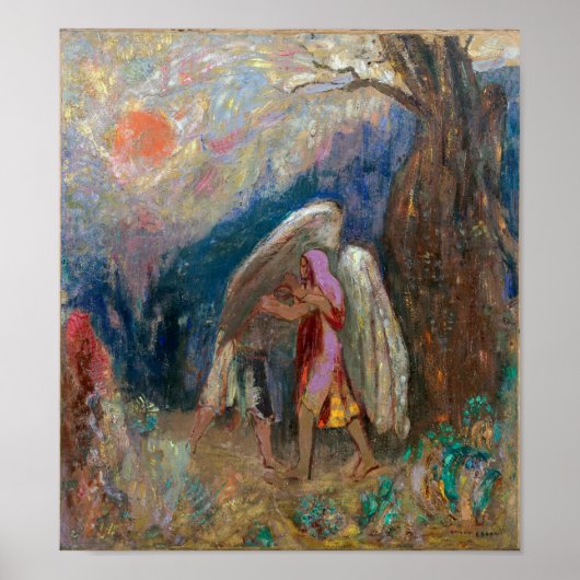 Jacob en de engel | Odilon Redon | Poster (Voorkant)