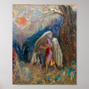 Jacob en de Engel Odilon Redon Poster