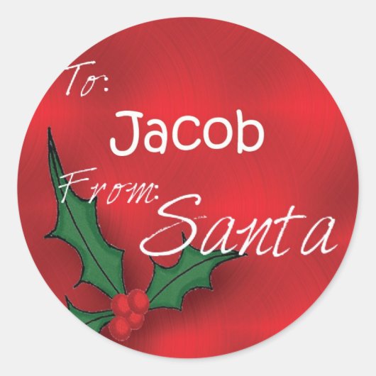 Jacob gepersonaliseerd Holly Label62 Ronde Sticker (Voorkant)