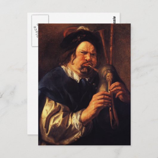 Jacob Jordaens - Self-Portrait als Bagpipe Player Briefkaart (Voorkant / Achterkant)