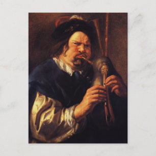Jacob Jordaens - Self-Portrait als Bagpipe Player Briefkaart