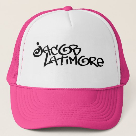 Jacob Latimore Signature Logo Pink Trucker Hat Pet (Voorkant)