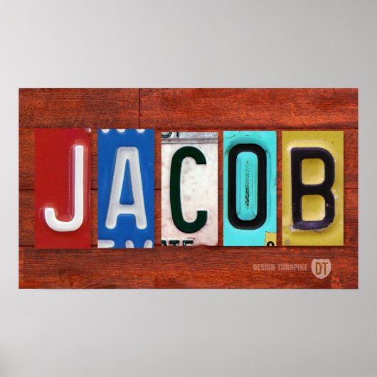 JACOB License Bord Lettering Name Sign Poster (Voorkant)