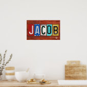 JACOB License Bord Lettering Name Sign Poster (Keuken)