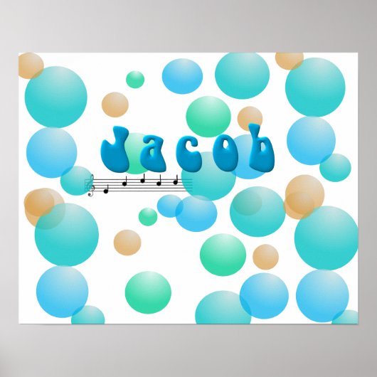 Jacob Musical Name Nursery Room Poster (Voorkant)