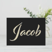 Jacob Name white gold Handwriting Karte Kaart (Staand voorkant)