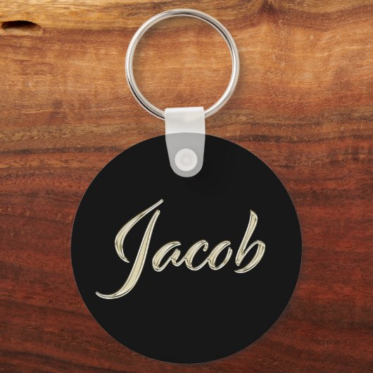 Jacob Name whitegold Button Schlüsselanhänger Sleutelhanger (Voorkant)