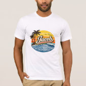 Jacob Retro Sunset Naamontwerp T-shirt (Voorkant)