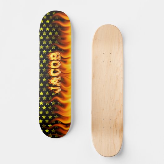 Jacob skateboard brand en vlammenontwerp. (Voorkant)