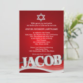 Jacob Steel Wave Red Bar Mitzvah Kaart (Staand voorkant)