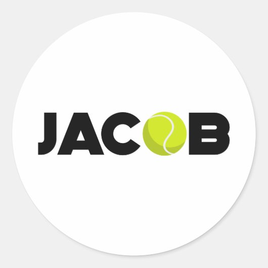 Jacob Tennis Ronde Sticker (Voorkant)