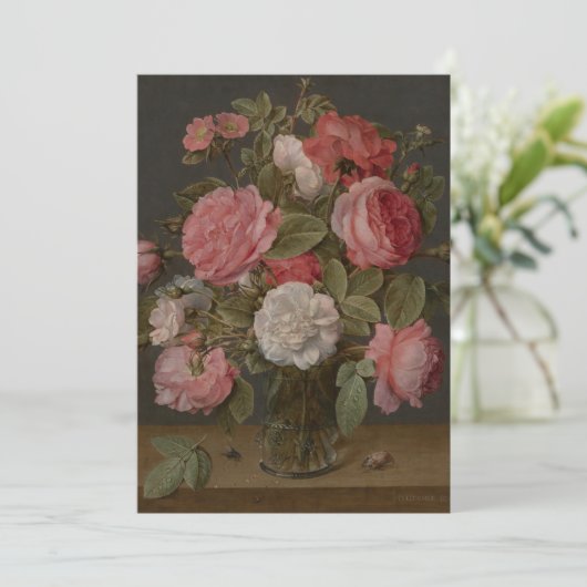 Jacob van Hulsdonck - Roses in a Glass Vase Kaart (Staand voorkant)