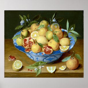 Jacob van Hulsdonck Stilleven met Lemons, Oranje Poster
