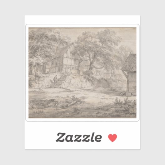 Jacob van Ruisdael - Huisjes tussen de bomen Sticker (Vel)