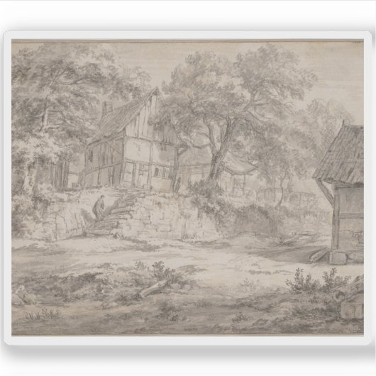 Jacob van Ruisdael - Huisjes tussen de bomen Sticker (Voorkant)