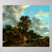 Jacob van Ruisdael Waterfall met Figures Poster (Voorkant)