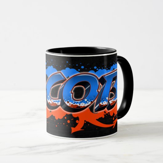 Jacob Vorname Name Graffiti blue orange Tasse Mok (Voorkant rechts)