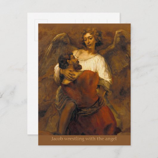 Jacob worstelen met de engel CC0799 Rembrandt Briefkaart (Voorkant / Achterkant)