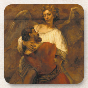 Jacob Wrestling met de Engel - Rembrandt - c1659 Bier Onderzetter