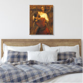 Jacob Wrestling met de Engel - Rembrandt - c1659 Canvas Afdruk (Insitu (Slaapkamer))