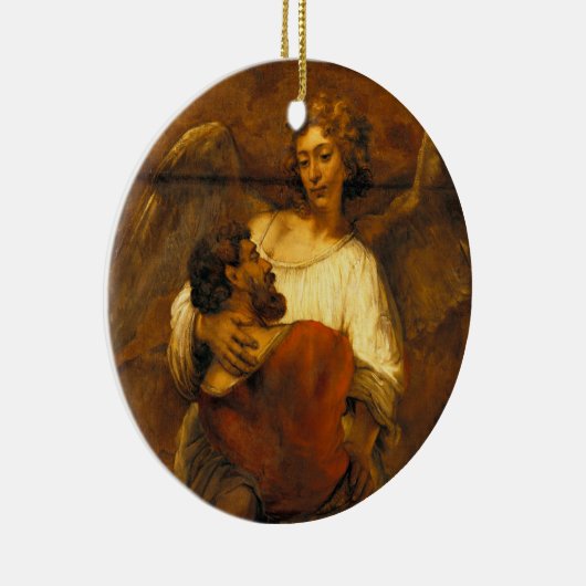 Jacob Wrestling with Angel by Rembrandt Keramisch Ornament (Rechts)