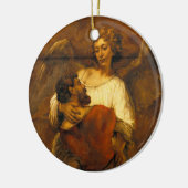Jacob Wrestling with Angel by Rembrandt Keramisch Ornament (Links)