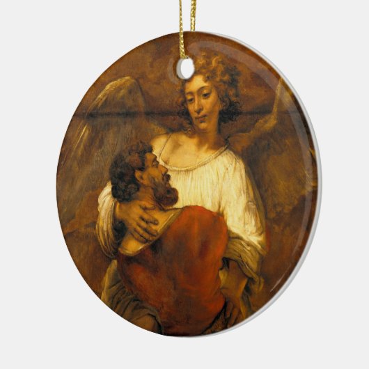 Jacob Wrestling with Angel by Rembrandt Keramisch Ornament (Links)