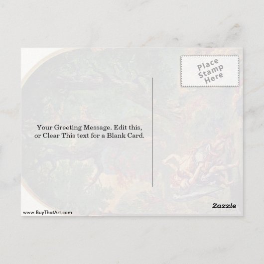 Jacob Wrestling with Angel van Eugene Delacroix Briefkaart (Achterkant)