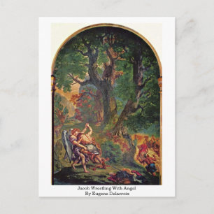 Jacob Wrestling with Angel van Eugene Delacroix Briefkaart