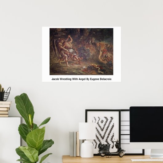 Jacob Wrestling with Angel van Eugene Delacroix Poster (Thuiskantoor)