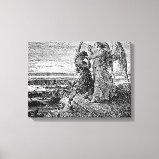 Jacob Wrestling with the Angel Gustave Dore 1855 Canvas Afdruk (Voorkant)