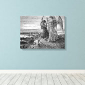 Jacob Wrestling with the Angel Gustave Dore 1855 Canvas Afdruk (Insitu (Houten vloer))