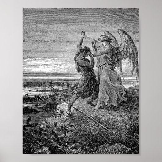 Jacob Wrestling with the Angel Gustave Dore 1855 Poster (Voorkant)