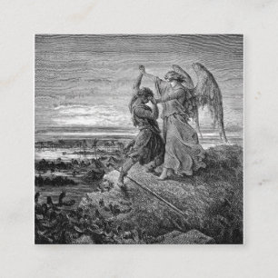 Jacob Wrestling with the Angel Gustave Dore 1855 Vierkante Visitekaartje