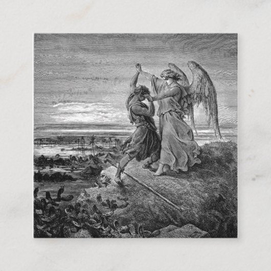 Jacob Wrestling with the Angel Gustave Dore 1855 Vierkante Visitekaartje (Voorkant)