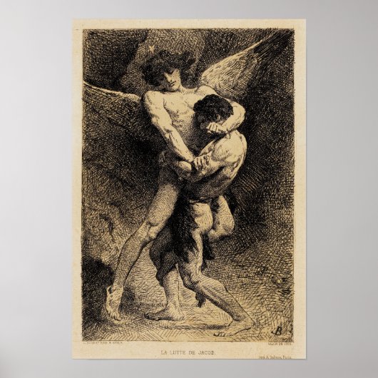 Jacob Wrestling with the Angel van Léon Bonnat 187 Poster (Voorkant)