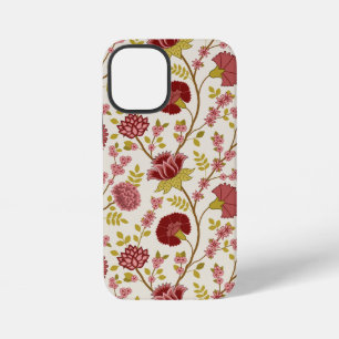 Jacobeaanse bloem groot patroon rood roze goud crè iPhone 12 mini hoesje