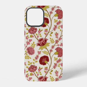 Jacobeaanse Bloem Groot Patroon Rood Roze Goud Crè iPhone 12 Hoesje