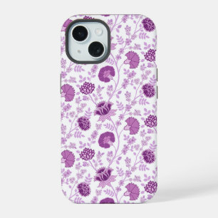 Jacobeaanse bloem herhalingspatroon roze op wit iPhone 15 case