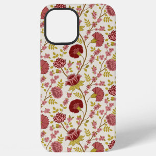 Jacobeaanse Bloemmotief Rood Roze Goud Crème iPhone 12 Pro Max Hoesje