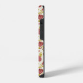Jacobeaanse bloempatroon rood roze goud crème iPhone hoesje (Linkerkant)