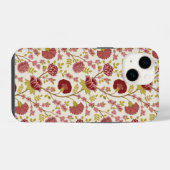 Jacobeaanse bloempatroon rood roze goud crème iPhone hoesje (Achterkant horizontaal)