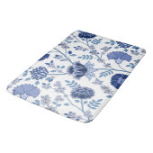 Jacobean Bloemen LG Patroon Blauw op Wit Badmat (Gekanteld)