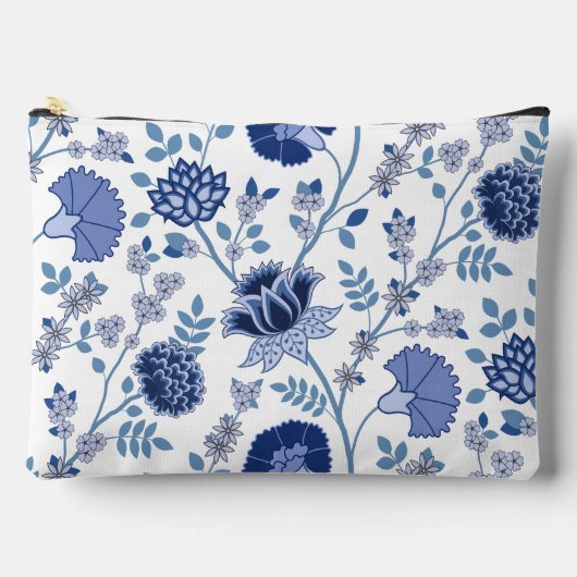 Jacobean Bloemen LG Patroon Blauw op Wit Etui (Voorkant)