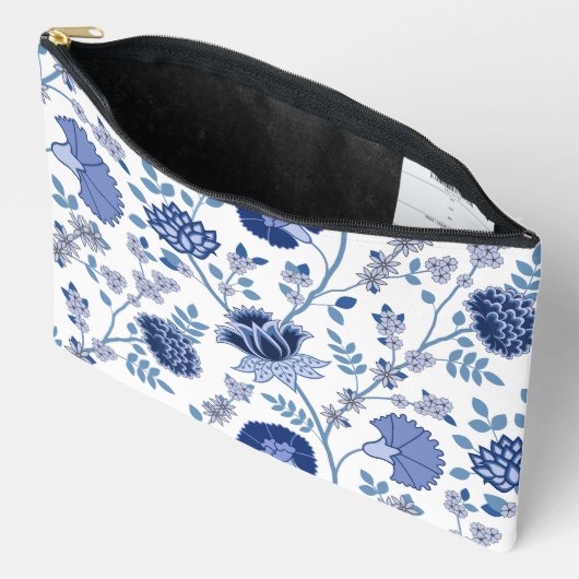 Jacobean Bloemen LG Patroon Blauw op Wit Etui (Open)