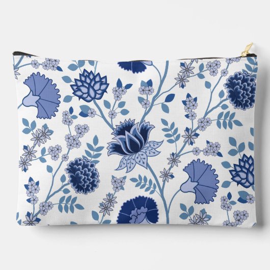 Jacobean Bloemen LG Patroon Blauw op Wit Etui (Achterkant)